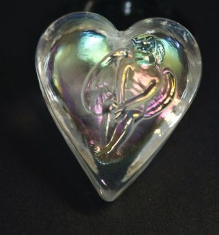 Robert Held Blown Art Glass Iridescent Cherub Heart Paperweight Signed Rhag 1998