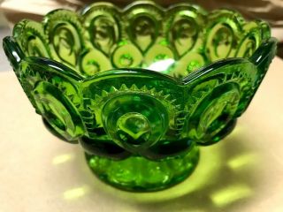 L.  E.  Smith Moon and Stars Green Scalloped Candy Dish w/Lid 2
