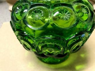 L.  E.  Smith Moon and Stars Green Scalloped Candy Dish w/Lid 6
