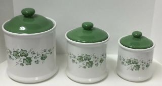 Corelle Callaway Green Ivy Jay Imports Set Of 3 Canisters In