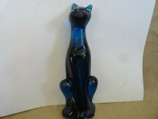 Cobalt Blue Glass Cat Kitty Figurine Statue