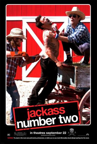 Jackass Number Two Movie Poster 2 Sided Branding 27x40 Johnny Knoxville