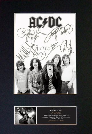 689 Acdc Signature/autograph Mounted Signed Photograph A4