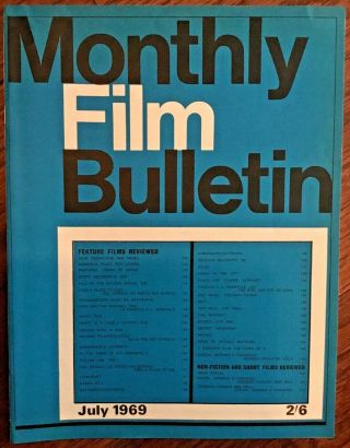 Monthly Film Bulletin July 1969 Vintage Issue Bfi Italian Job Panic In The City