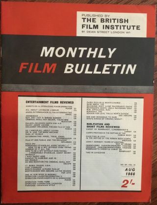 Monthly Film Bulletin August 1966 Vintage Issue Bfi Exterminating Angel Vr Woolf