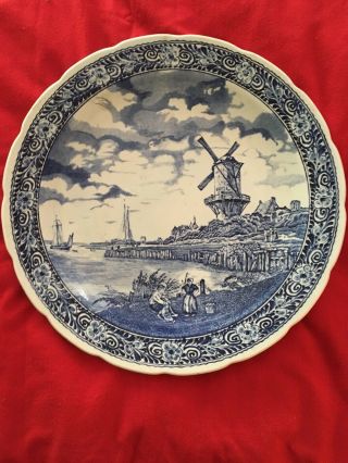 Antique Delft Made For Royal Sphinx By Boch 16” Platter.  Truly Piece.