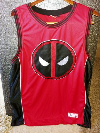 Deadpool (marvel) Mens Xxl Sleeveless Basketball Jersey 91 All Sewn Embroider