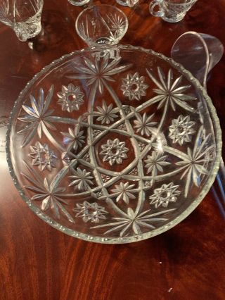 Vintage Anchor Hocking Glass Star Of David Small Punch Bowl & 8 Cups
