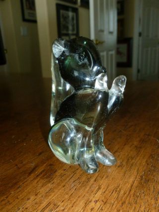Vintage Murano Glass Figurine - Squirrel/chipmunk - Black/clear - Label