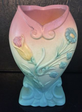 Hull Art Pottery B - 3 6 1/2 " Pastel Bow Knot Vase (pink,  Yellow,  Blue)