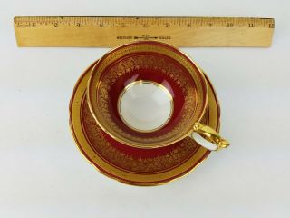 Vintage Aynsley Bone China Tea Cup & Saucer Romney Burgundy Gold Overlay 7410 2