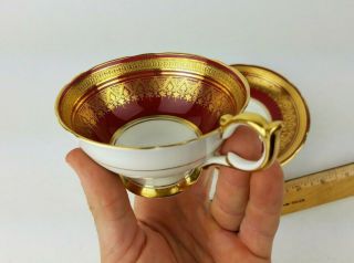 Vintage Aynsley Bone China Tea Cup & Saucer Romney Burgundy Gold Overlay 7410 3