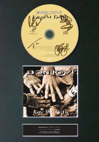 Bon Jovi Keep The Faith Album Signed Cd Mounted Autograph Photo Prints A4 43