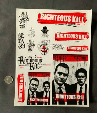 Righteous Kill Movie Sticker Sheet Robert Deniro Al Pacino 2008 Mr Cartoon Promo