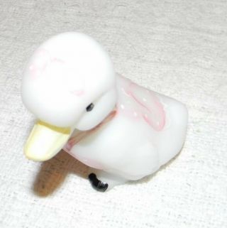 Fenton Satin Milk Glass Duckling Baby Duck Figurine Hand Painted 2