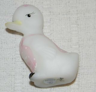 Fenton Satin Milk Glass Duckling Baby Duck Figurine Hand Painted 3