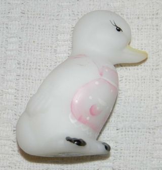 Fenton Satin Milk Glass Duckling Baby Duck Figurine Hand Painted 4