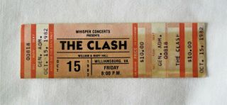 The Clash Concert Ticket - Williamsburg Va October 1982 - Joe Strummer
