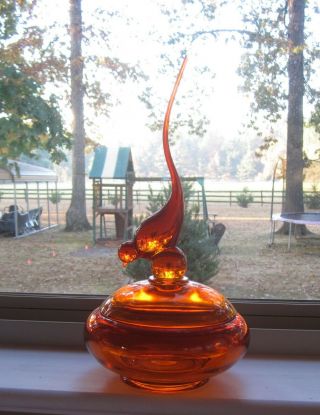Viking Glass Orange Long Tail Bird Candy Box