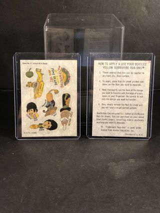 1968 Beatles Yellow Submarine Rub - On Transfers Cereal Box Prize Sheet 8
