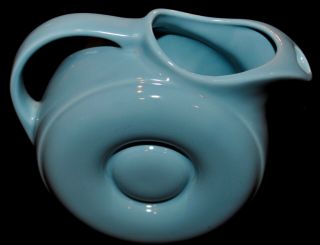Hall 1335 Made In Usa Rare Vintage China Blue Donut Pitcher
