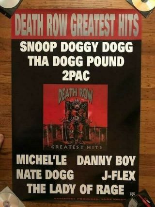 2pac Snoop Dogg 1996 Promotional Poster Death Row Records Greatest Hits 24 X 36