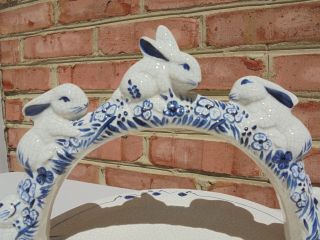 The Potting Shed Dedham Pottery Lg Handled Cake Plate w Rabbits 4