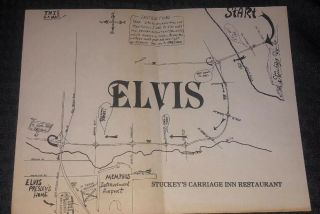 Elvis Presley Graceland Map From Stuckey’s Carriage Restaurant