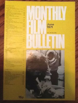 Monthly Film Bulletin June 1971 Vintage Back Issue Bfi Samurai Wuthering Heights