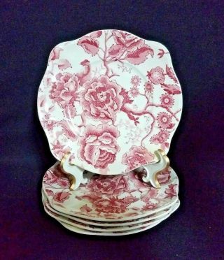 Johnson Brothers English Chippendale (pink/red) - Square Salad Plate Set Of 7