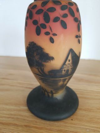 Antique Signed,  Handpainted Glass French Vase Euc