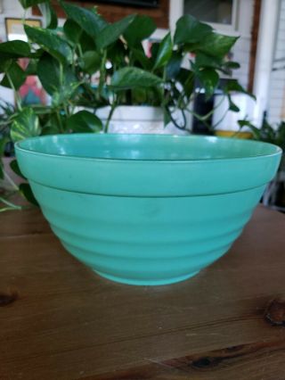 Vintage Jeanette Glass Mixing Bowl Fired On Green