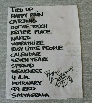 7 Seconds Hand Signed Setlist Kevin Seconds Us Tour 1991