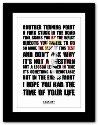 ❤ Green Day Good Riddance Time Of Your Life - Lyric Typography Art Poster Prints