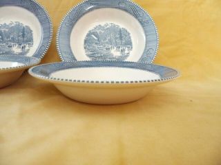 Set of 4 - Currier and Ives ' Early Winter ' 8.  5” Rimmed Soup Bowls 3