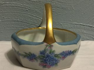 R S Germany Basket Style Dish With Handle And Floral Designs