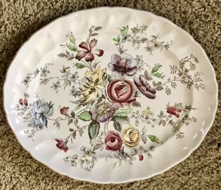 Vintage Johnson Brothers Porcelain Sheraton Flowers Large Oval Platter England