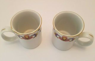 TWO (2) Porsgrund Farmer ' s Rose Norway Mug/Cup and Dish Round Handle Gold Trim 3
