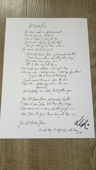 Courteeners Not Nineteen Forever Signed Lyric Card Liam Fray