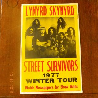 Vintage Lynyrd Skynyrd Concert Poster 1977 Tour Street Survivors