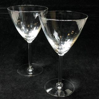 Set Of 2 Fostoria Elegance Optic Clear Crystal Water Goblet Glasses