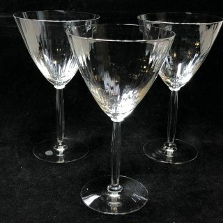 Set Of 3 Fostoria Elegance Optic Clear Crystal Water Goblet Glasses