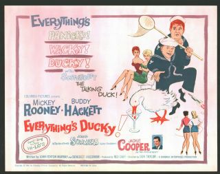 Everythings Ducky Title Lobby Card (vf -) Movie Poster Art 1961 Mickey Rooney 189
