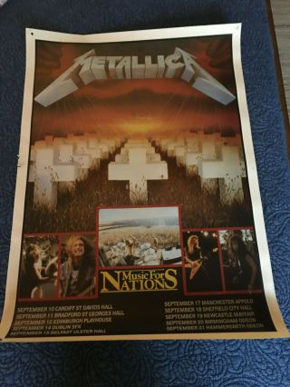 Rare Vintage Metallica Master Of Puppets 86 Tour Poster