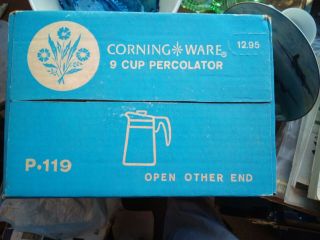 Vintage Corning Ware 9 Cup Stovetop Coffee Cornflower P - 119 Nos Mib Box