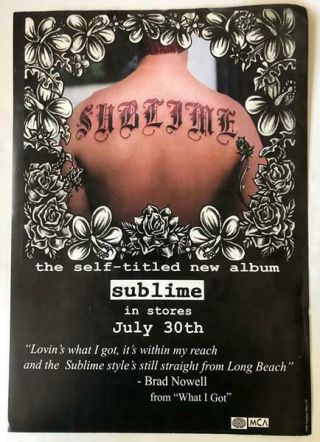 Sublime Vintage 1996 Cardstock 10x15 Promo Poster Rare