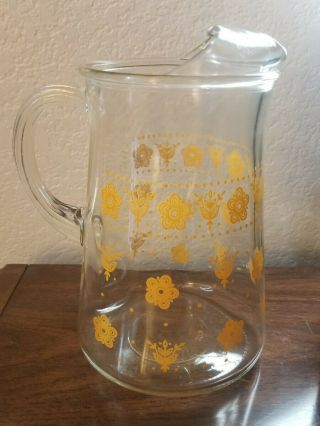 Vintage Glassware Pitcher Butterfly Gold (corelle) Corning Flowers 72oz