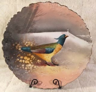 Antique B & H Limoges France Hand Painted Bird Game Plate 10 "