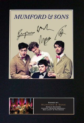 357 Mumford And Sons Signature/autograph Mounted Signed Photograph A4