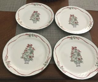 Set Of 4 Corelle Callaway Ivy Holiday Dinner Plates 10 1/4 " Christmas Tree